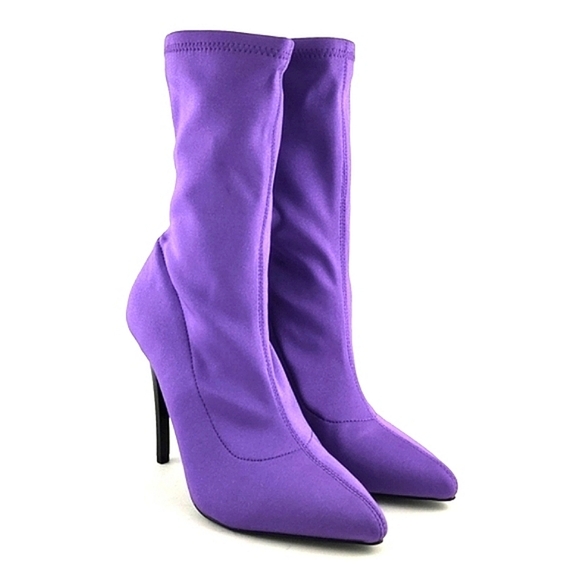 NIB Call  It Spring Hailassi Stiletto Heel Ankle Pull On Purple Boots Size 6 - Picture 5 of 11